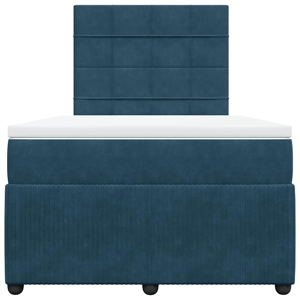 vidaXL Boxspring met matras fluweel donkerblauw 120x200 cm blauw, foto 4