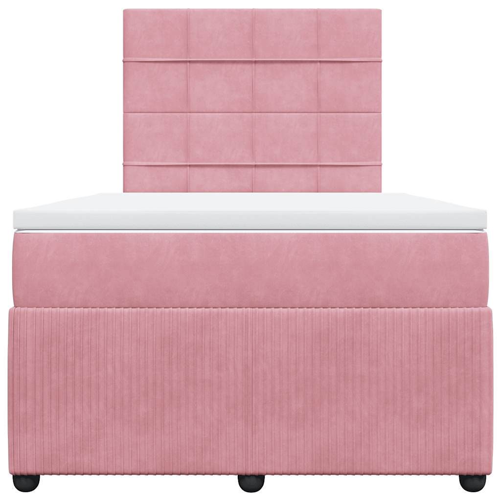 vidaXL Boxspring met matras fluweel roze 120x200 cm, foto 4