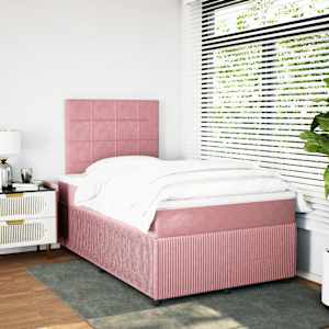 vidaXL Cama boxspring com colch&atilde;o 120x200 cm veludo rosa