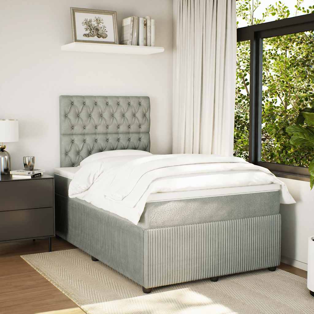 vidaXL Boxspring met matras fluweel lichtgrijs 120x200 cm grijs, foto 2