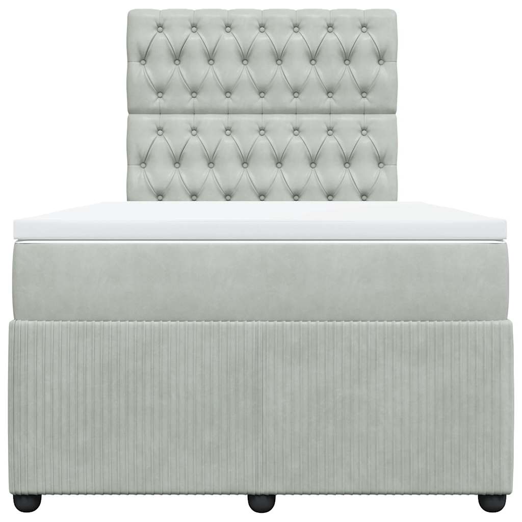 vidaXL Boxspring met matras fluweel lichtgrijs 120x200 cm grijs, foto 4