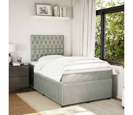 vidaXL Cama box spring con colch&oacute;n terciopelo gris claro 120x200 cm