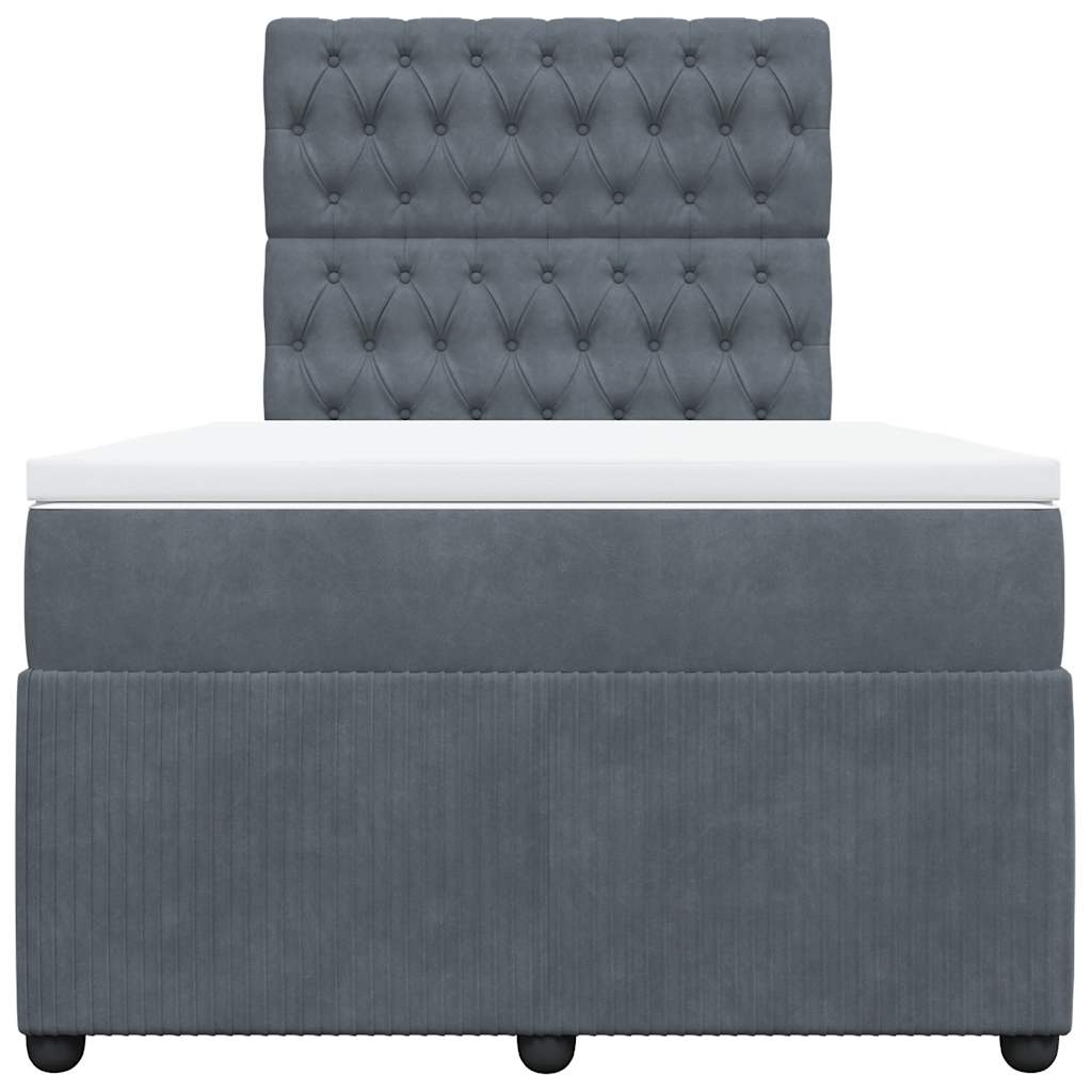 vidaXL Boxspring met matras fluweel donkergrijs 120x200 cm grijs, foto 4