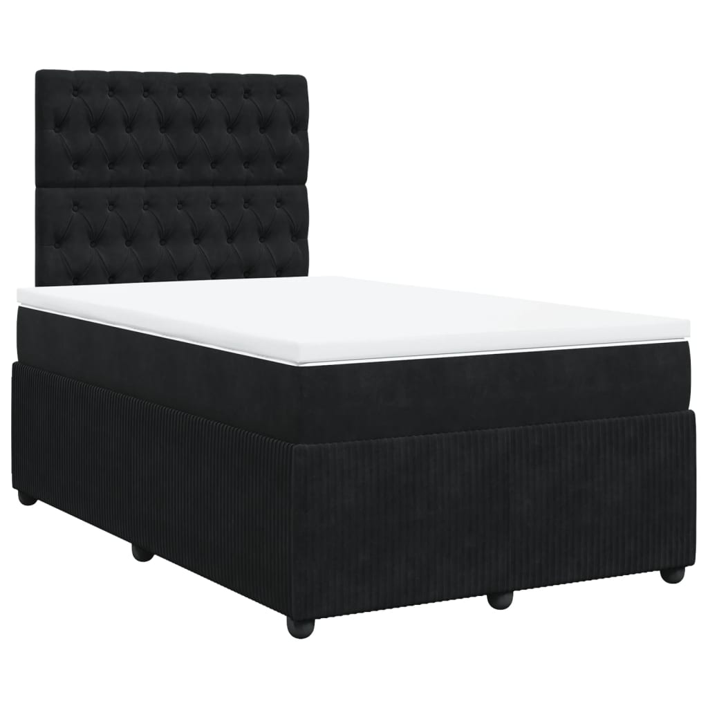 vidaXL Posteľný rám boxspring s matracom čierny 120x200 cm zamat