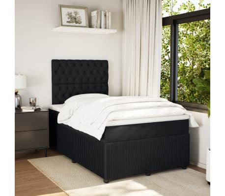 vidaXL Cama boxspring com colch&atilde;o 120x200 cm veludo preto