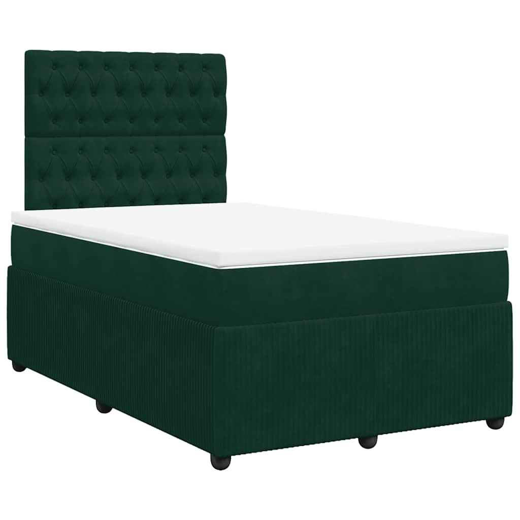 vidaXL Box spring postel s matrací tmavě zelená 120 x 200 cm samet