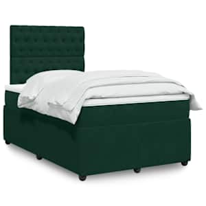 Box spring postelja z vzmetnico temno zelena 120x200 cm žamet