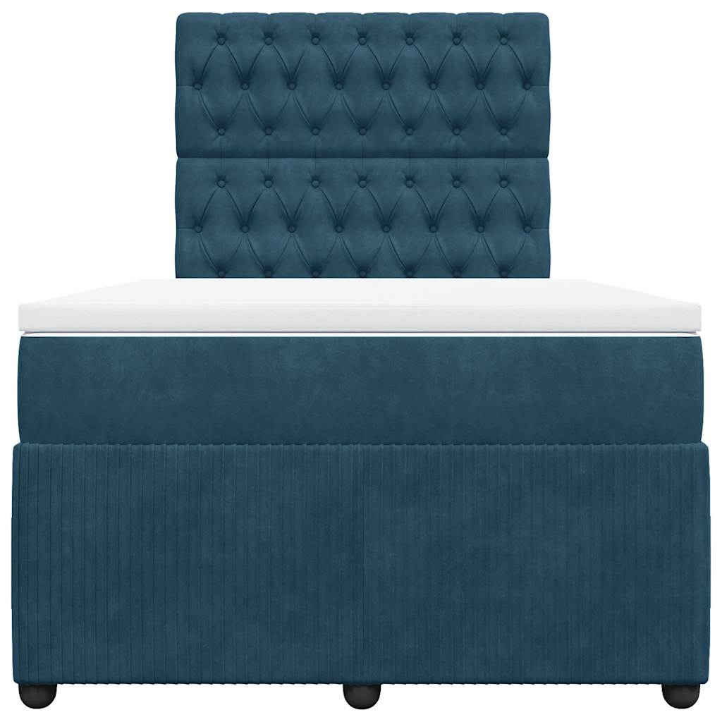 vidaXL Boxspring met matras fluweel donkerblauw 120x200 cm blauw, foto 4