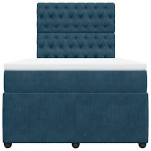 Box spring postel s matrací tmavě modrá 120 x 200 cm samet - obrázek 4