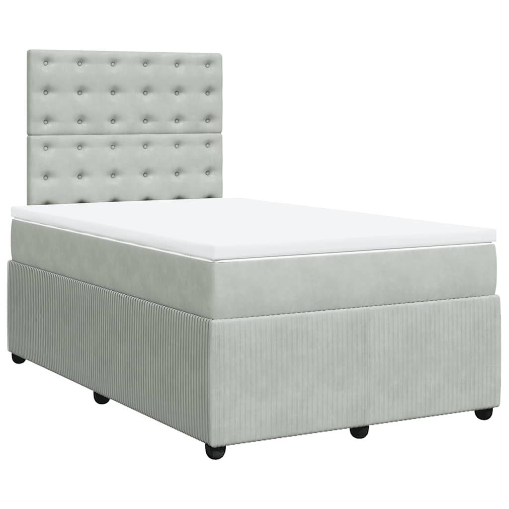 vidaXL Boxspring met matras fluweel lichtgrijs 120x200 cm grijs, foto 3