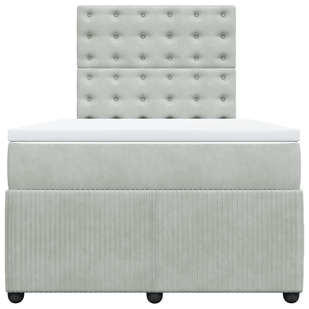 vidaXL Boxspring met matras fluweel lichtgrijs 120x200 cm grijs, foto 4
