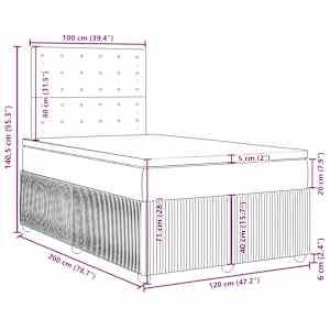 Box spring postel s matrací světle šedá 120 x 200 cm samet - obrázek 13