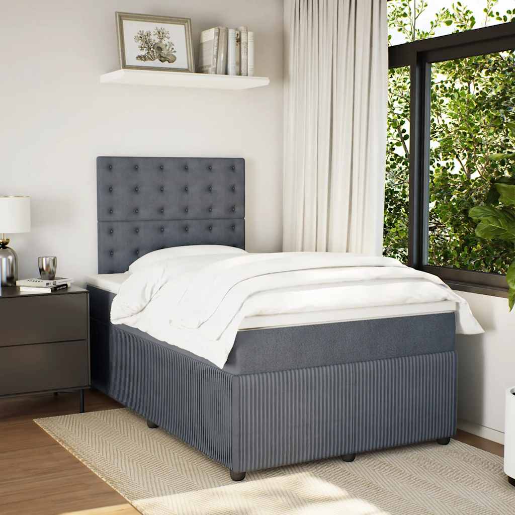 vidaXL Boxspring met matras fluweel donkergrijs 120x200 cm afbeelding