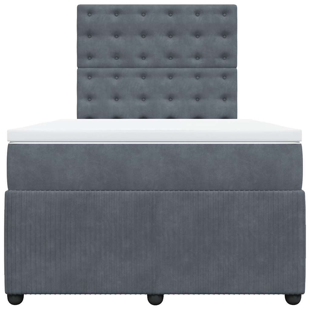 vidaXL Boxspring met matras fluweel donkergrijs 120x200 cm grijs, foto 4