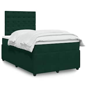 Box spring postel s matrací tmavě zelená 120 x 200 cm samet - obrázek 1
