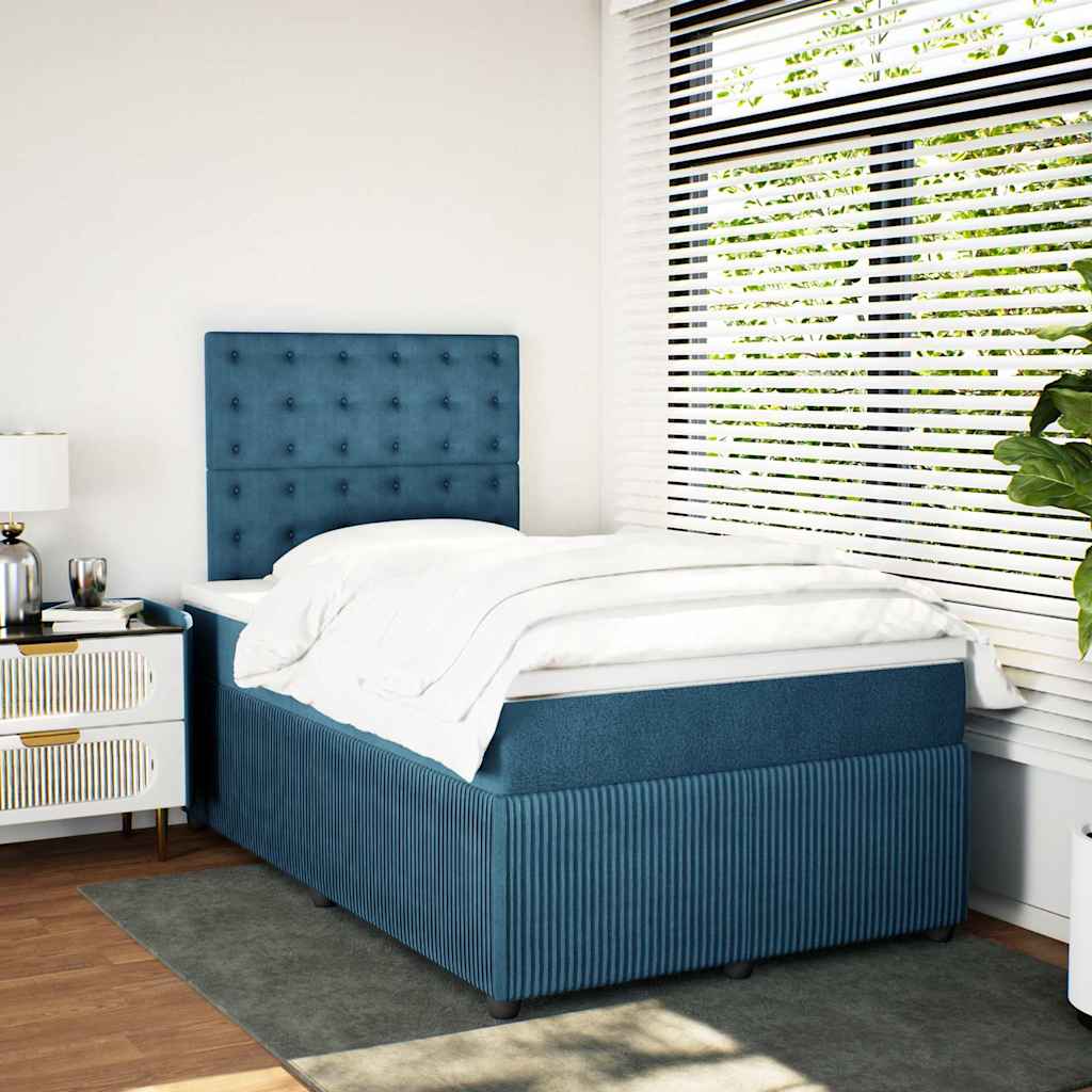 Thumbnail - vidaXL Boxspringbett mit Matratze Dunkelblau 120x200 cm Samt