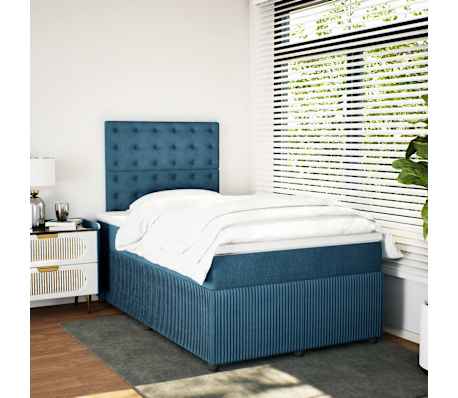 vidaXL Box spring postel s matrac&iacute; tmavě modr&aacute; 120 x 200 cm samet