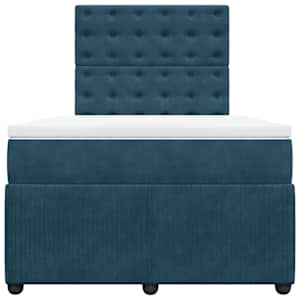Box spring postel s matrací tmavě modrá 120 x 200 cm samet - obrázek 4