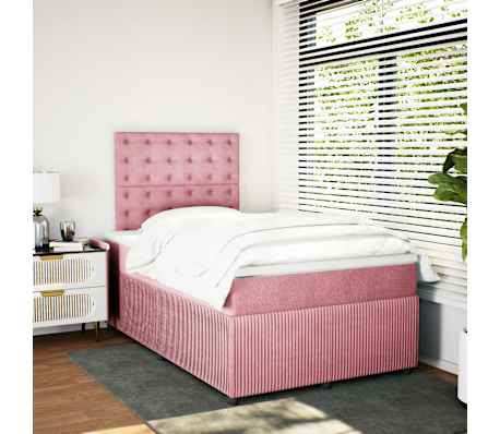 vidaXL Cama box spring con colch&oacute;n terciopelo rosa 120x200 cm