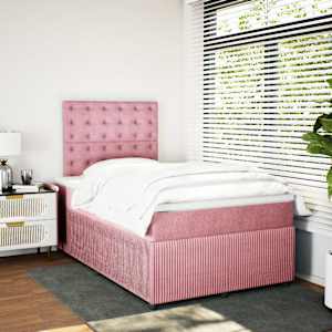 vidaXL Cama box spring con colch&oacute;n terciopelo rosa 120x200 cm