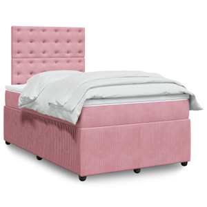 Box spring postelja z vzmetnico roza 120x200 cm žamet