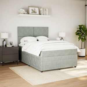 Box spring postel s matrací světle šedá 140x190 cm samet - obrázek 3