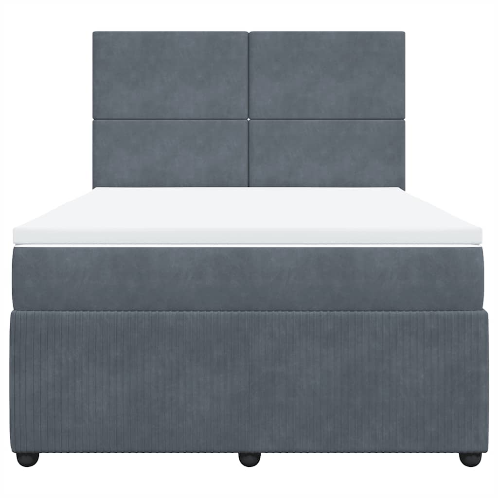 vidaXL Boxspring met matras fluweel donkergrijs 140x190 cm grijs, foto 4