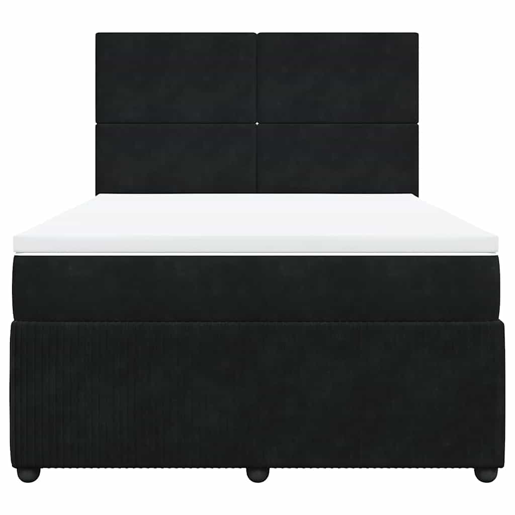 vidaXL Boxspring met matras fluweel zwart 140x190 cm, foto 4