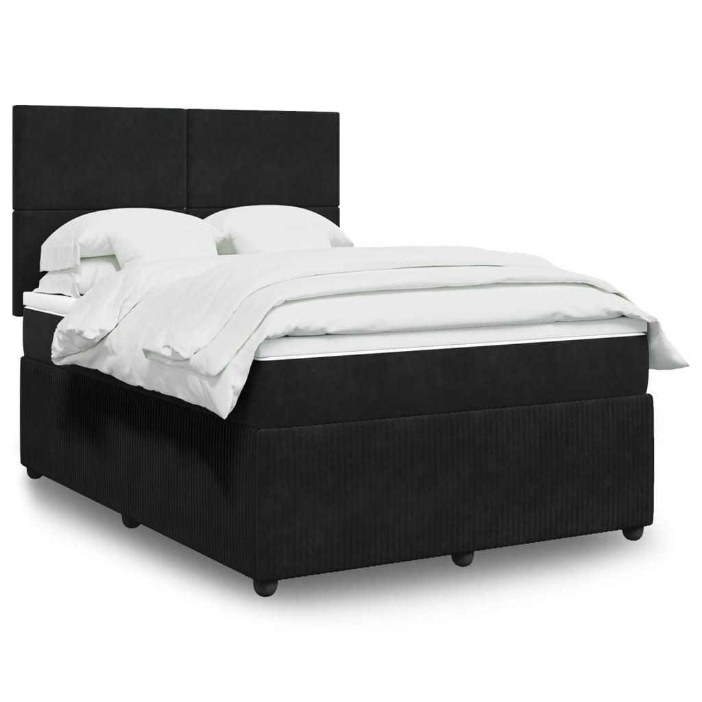 Boxspringbett mit Matratze Schwarz 140×190 cm Samt