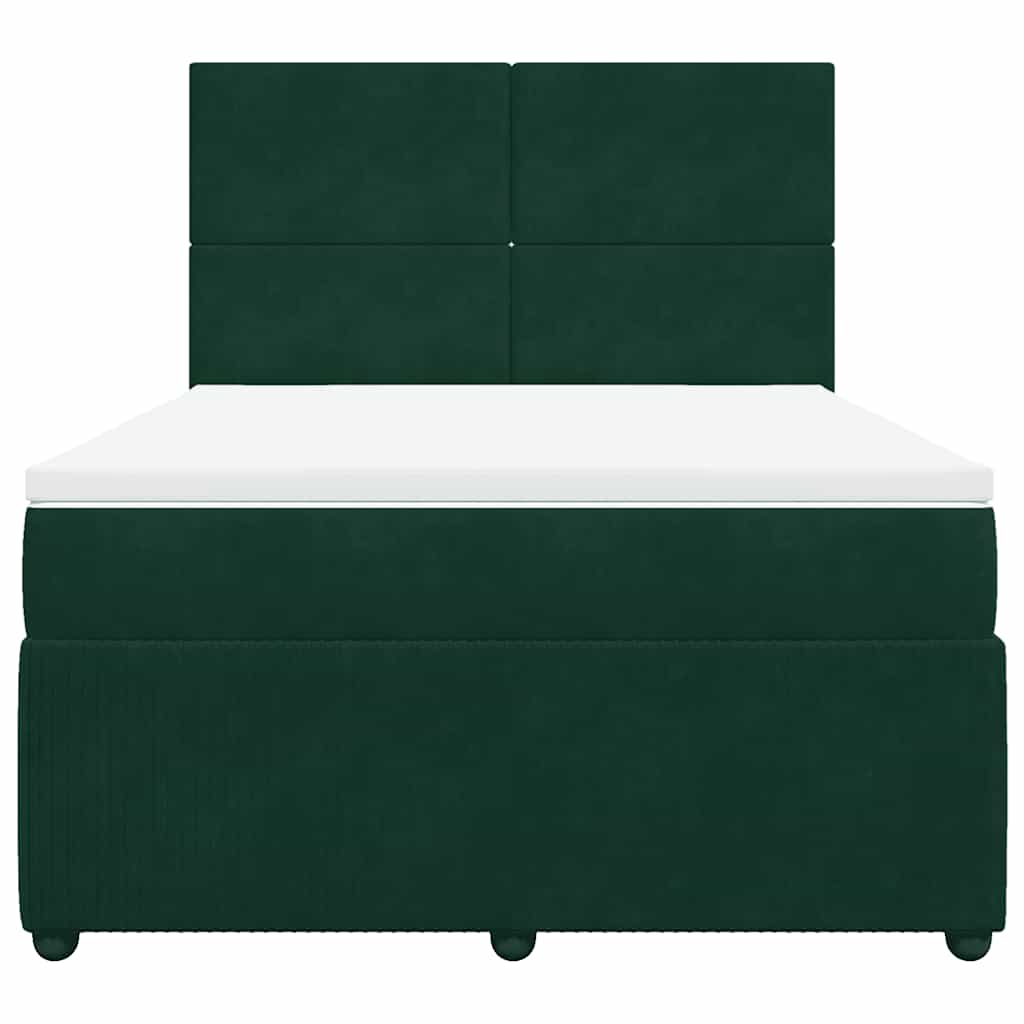 vidaXL Boxspring met matras fluweel donkergroen 140x190 cm groen, foto 4
