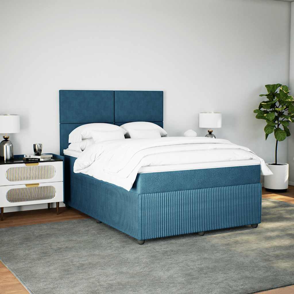 Thumbnail - vidaXL Boxspringbett mit Matratze Dunkelblau 140x190 cm Samt