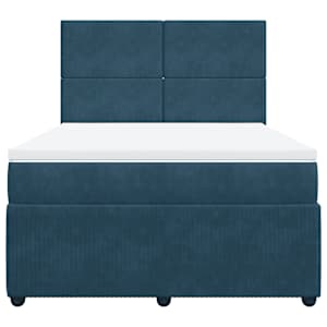 Box spring postel s matrací tmavě modrá 140x190 cm samet - obrázek 4