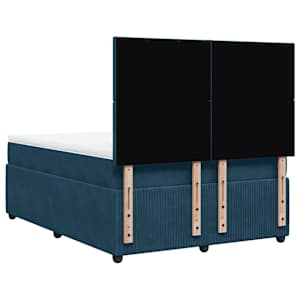 Box spring postel s matrací tmavě modrá 140x190 cm samet - obrázek 6