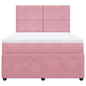 Box spring postel s matrací růžová 140x190 cm samet - obrázek 4