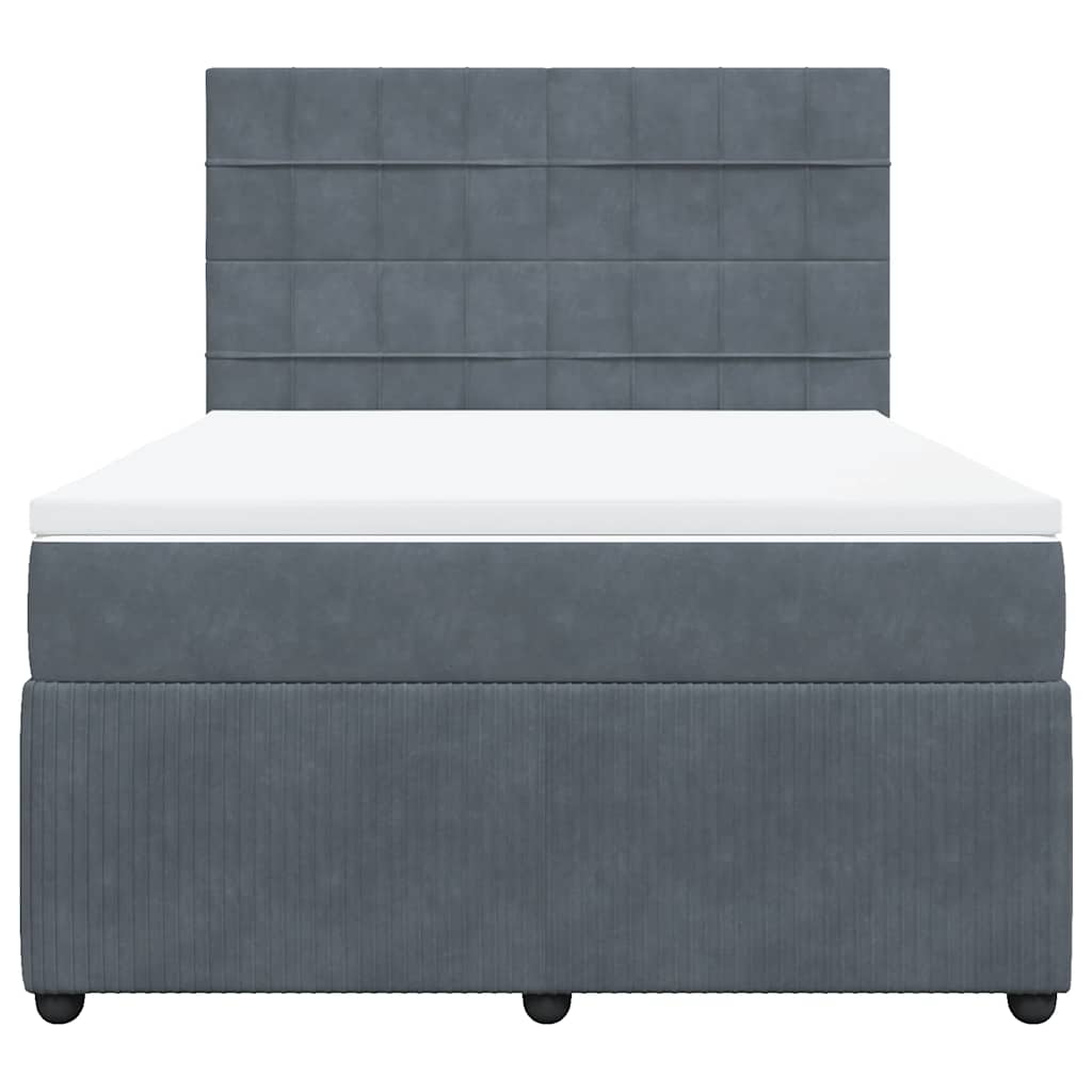 vidaXL Boxspring met matras fluweel donkergrijs 140x190 cm grijs, foto 4