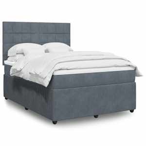 Box spring postel s matrací tmavě šedý 140 x 190 cm samet - obrázek 1