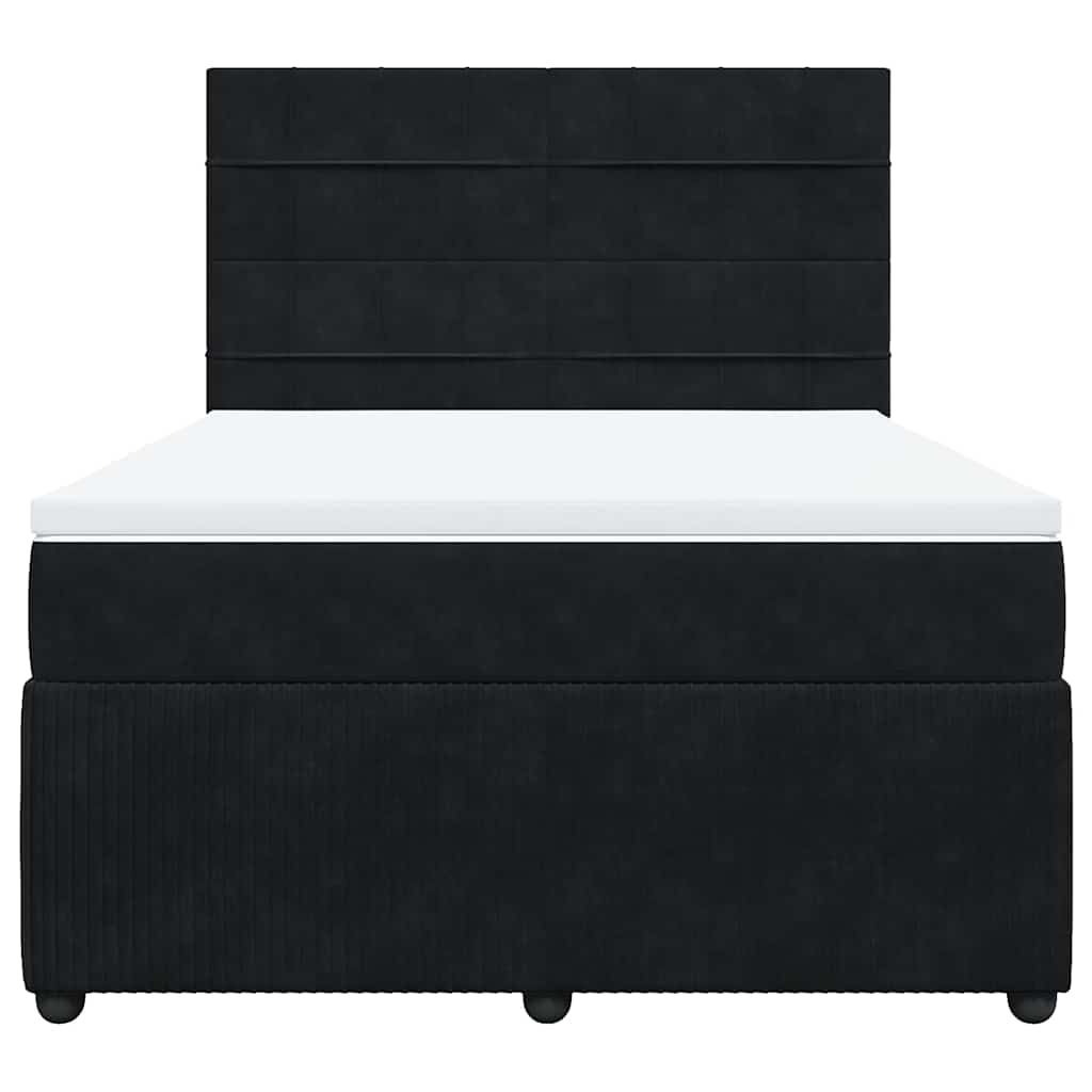 vidaXL Boxspring met matras fluweel zwart 140x190 cm, foto 4