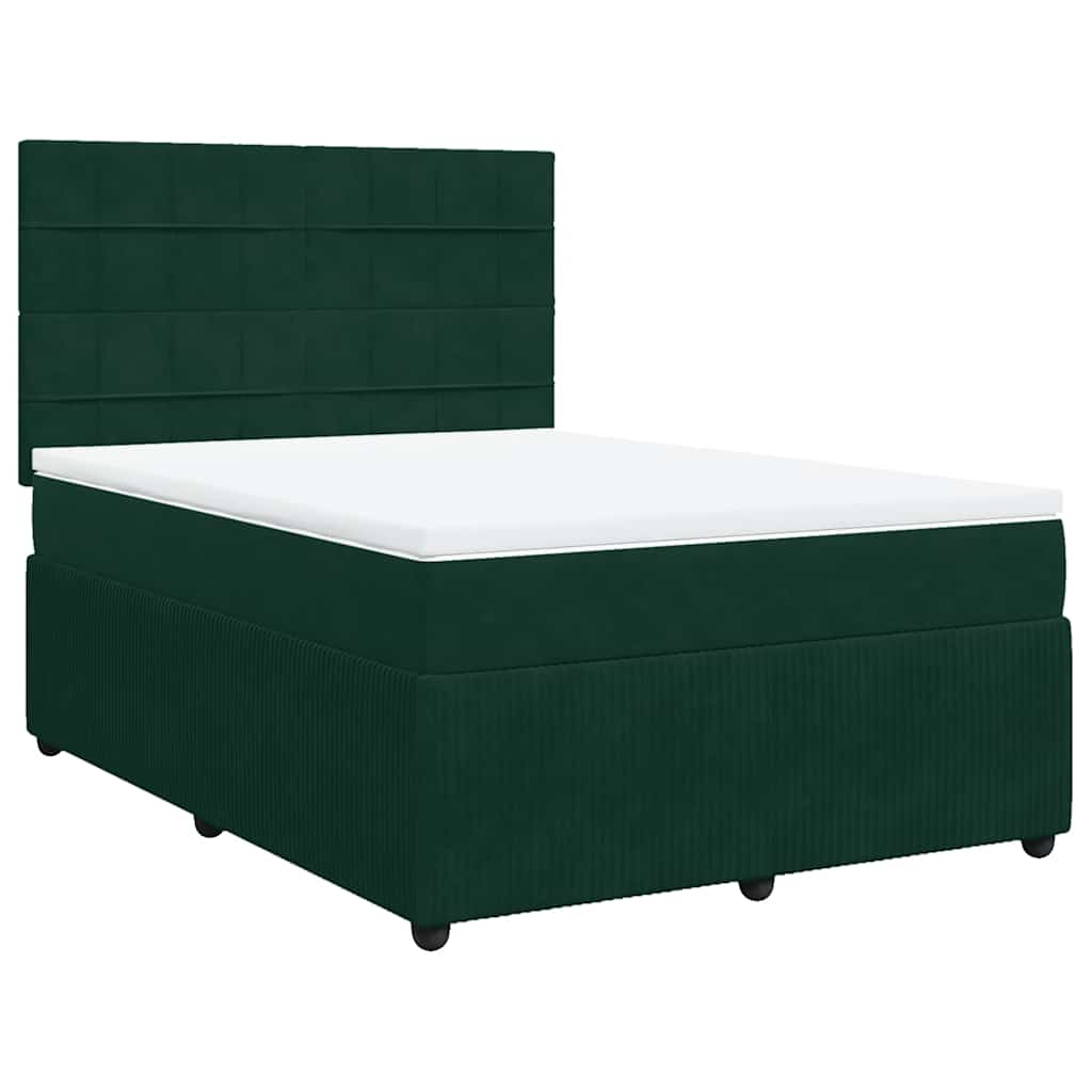 vidaXL Boxspring met matras fluweel donkergroen 140x190 cm groen, foto 3