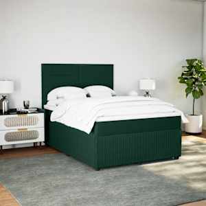 Box spring postel s matrací tmavě zelená 140x190 cm samet - obrázek 3