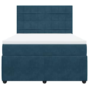 Box spring postel s matrací tmavě modrá 140x190 cm samet - obrázek 4