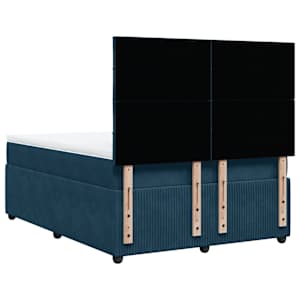 Box spring postel s matrací tmavě modrá 140x190 cm samet - obrázek 6