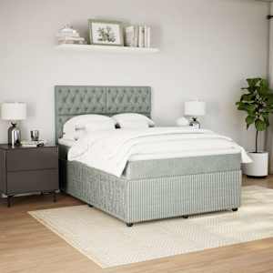 Box spring postel s matrací světle šedá 140x190 cm samet - obrázek 3