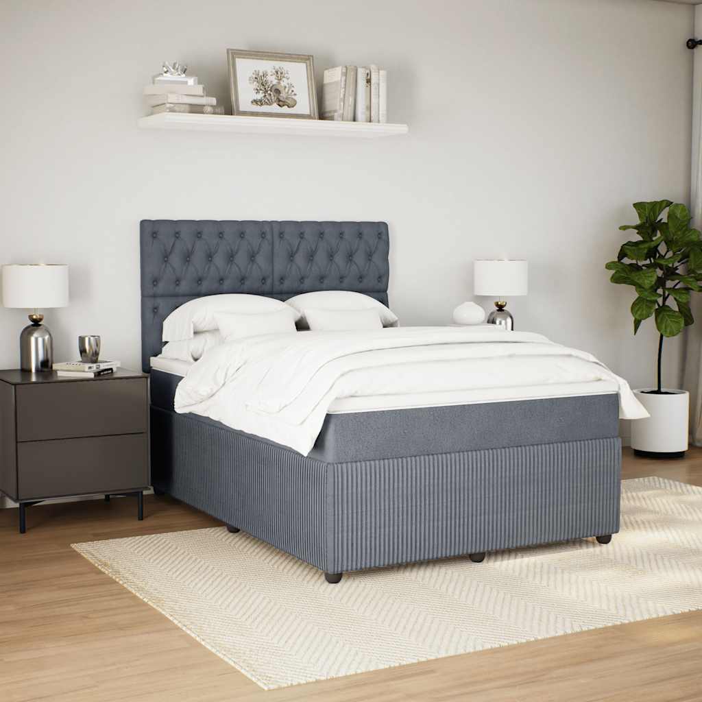 vidaXL Boxspring met matras fluweel donkergrijs 140x190 cm afbeelding