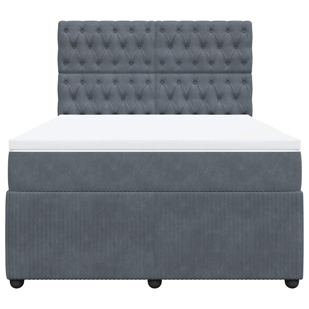 vidaXL Boxspring met matras fluweel donkergrijs 140x190 cm grijs, foto 4