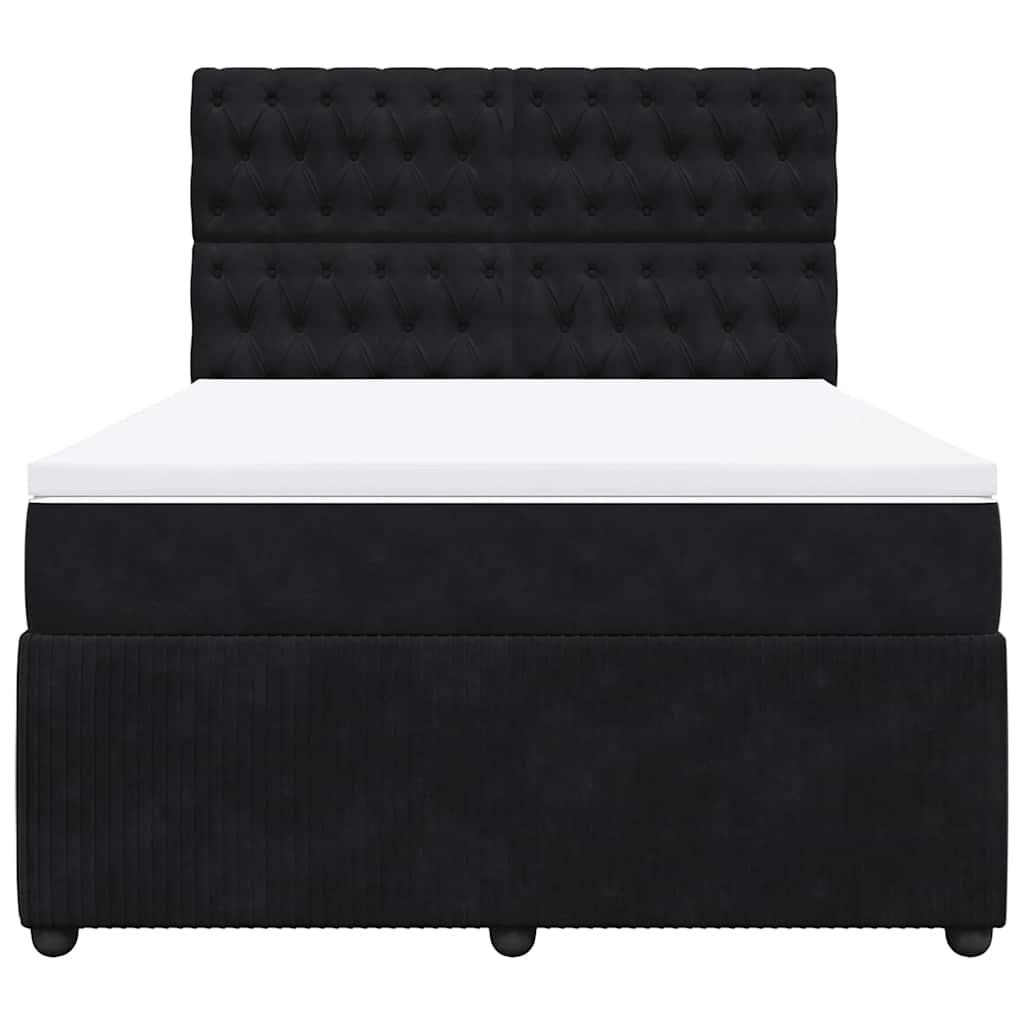 vidaXL Boxspring met matras fluweel zwart 140x190 cm, foto 4