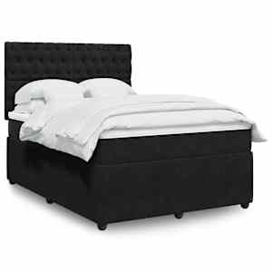 Box spring posteljni z vzmetnico črn 140x190 cm žamet
