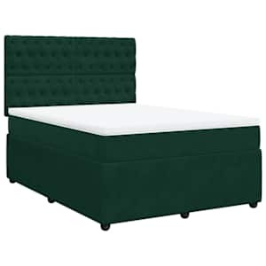 Box spring postel s matrací tmavě zelená 140x190 cm samet - obrázek 2