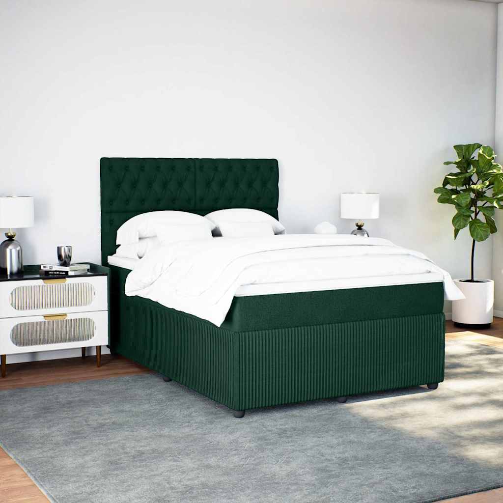 vidaXL Boxspring met matras fluweel donkergroen 140x190 cm groen, foto 2