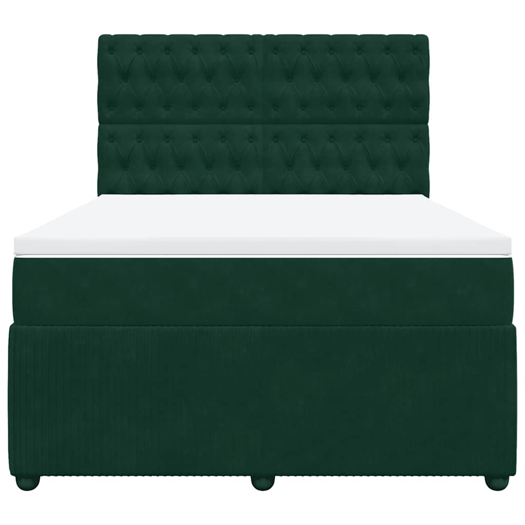 vidaXL Boxspring met matras fluweel donkergroen 140x190 cm groen, foto 4