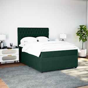 Box spring postel s matrací tmavě zelená 140x190 cm samet - obrázek 3